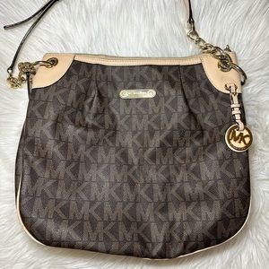 MICHAEL KORS JET SET LARGE CONVERTIBLE SHOULDER BAG Signature BROWN